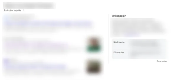 Πλαίσιο γνώσεων της Google για έναν από τους συντάκτες μας, με θολωμένα στοιχεία