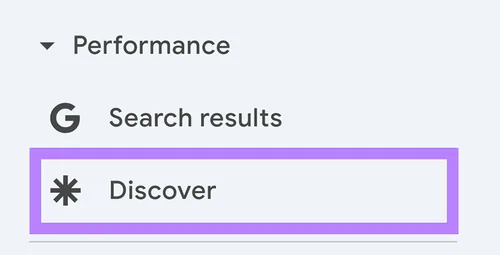 Η καταχώριση Discover στην αναφορά Απόδοσης του Google Search Console